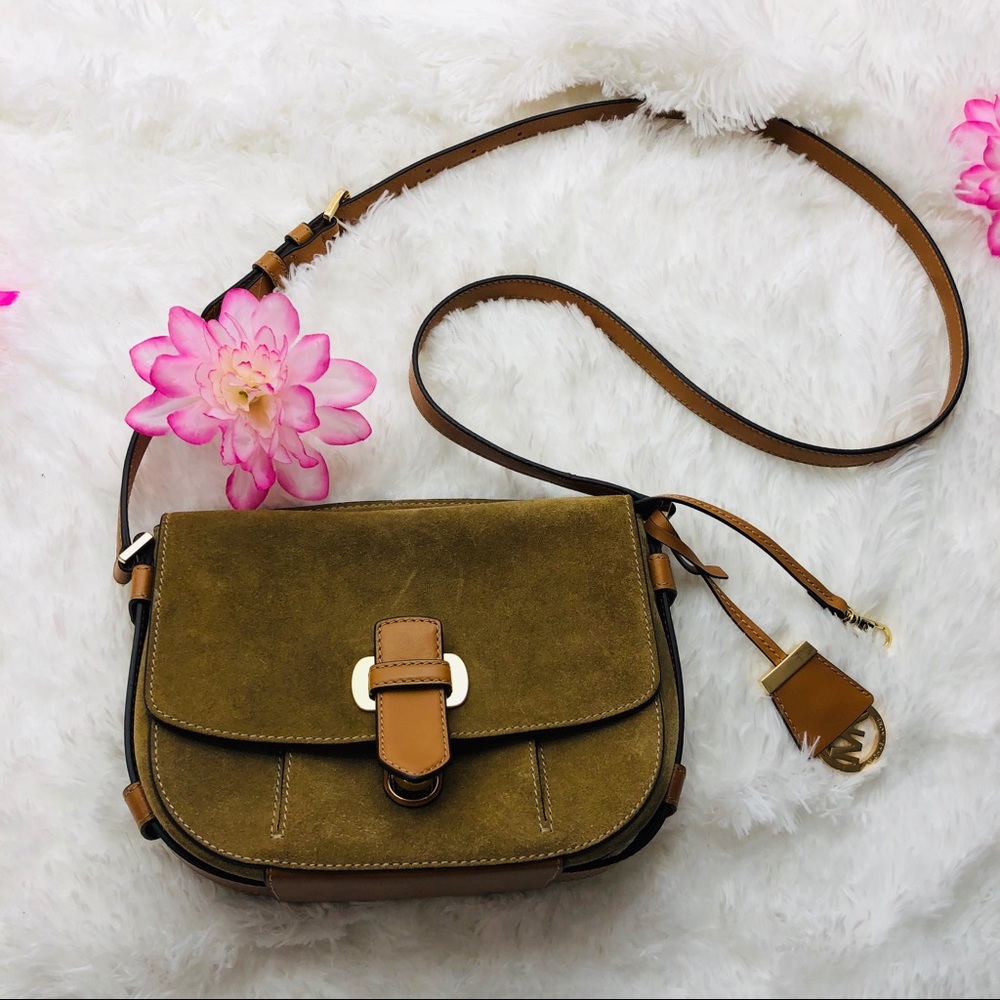 Micheal Kors Romy Medium suede messenger bag purse